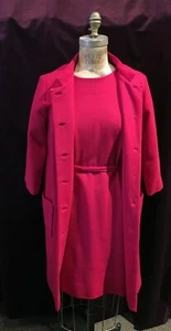 Vintage 1960s Fuchsia 2pc Suit: Coat and Dress by Rona Jackie O' Style - Picture 1 of 11
