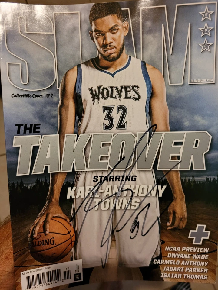 Karl Anthony Towns Minnesota Timberwolves Signed Autograph Slam Magazine - Image 1 of 1