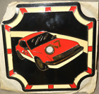 VINTAGE 1989 Ramar IND Plastic Clock Face Red Racing Car 6&quot; Square
