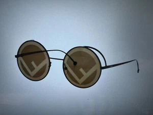 FENDI Schwarze, braune, runde Sonnenbrille FF0343/S 35J01 VP 420 Euro Neuw - Bild 1 von 6