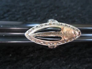 ANTIQUE 1920s ART DECO GREAT BRITAIN STERLING SILVER BLACK ONYX BEETLE BUG RING - Picture 1 of 20