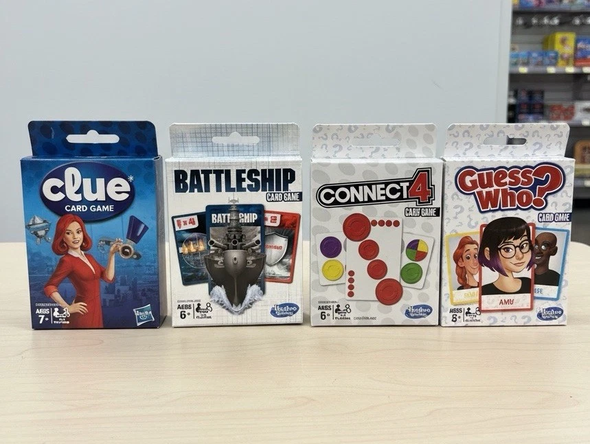 Lote de 4 juegos de cartas clásicos Hasbro - Pista, acorazado, Connect 4, Adivina quién NUEVO Foto 1 de 4