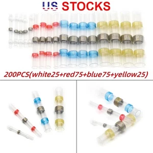 200 Stck. Neu Lötmuffe Wärmeschrumpf Draht Spleiß Verbinder Klemmen Set USA - Bild 1 von 12