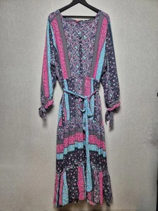 Joe Browns Maxikleid Gr. 22 Langarm Paisley Boho Lagenlook Bindeband Taille - Bild 1 von 6