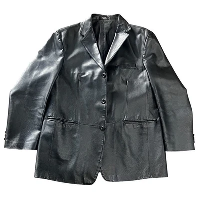 Chaqueta Blazer Stafford Hombre Grande Cuero Genuino Negra. Foto 1 de 4