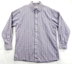 Michael Kors Dress Shirt Mens 16 32/33 Purple White Plaid 100% Cotton Button-Up - Picture 1 of 11