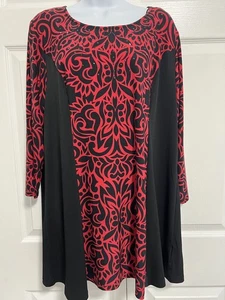 Style & Co rot schwarz Langarm Pullovet Tunika Top 1X - Bild 1 von 6