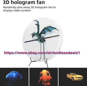 3D Hologram Fan with Cover, 3D Hologram Projector HD LED Advertising Display ... - Picture 1 of 10