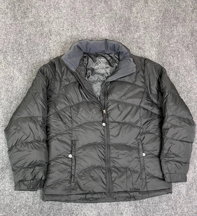 L.L .Bean Goose Down Puffer Jacket Women's Black Lightweight Full Zip Sz M - Image 1 of 4