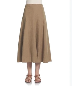 Falda de lino irlandesa Eileen Fisher para mujer L (XL) forrada boho otoño acampanada línea A - Imagen 1 de 9