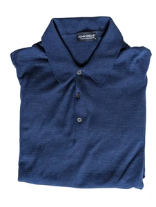 John Smedley Polo Sweater XL Blue Extrafine Merino - Picture 1 of 2