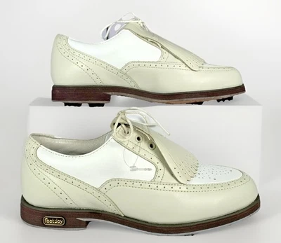 Footjoy Mujer Colección Europa #98910 Cuero Blanco Kiltie Golf Zapato Oxford 5.5 Foto 1 de 4