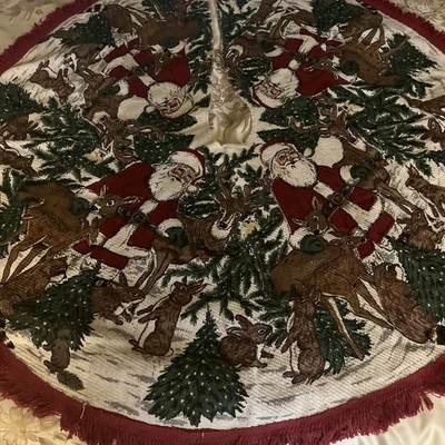 Falda de árbol de Papá Noel del viejo mundo tapiz flecos Foto 1 de 4