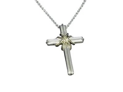 Collana con croce firmata TIFFANY & Co. - argento, oro, SV925, K18, donna - Immagine 1 di 3