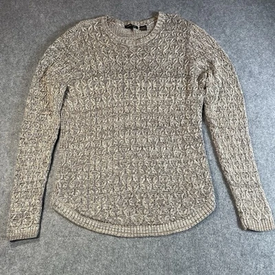 Suéter Jeanne Pierre 100 % algodón crema y gris tejido con cable para mujer talla L” Foto 1 de 4