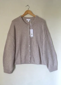 BNWT The White Company Crew Neck Cardigan with Alpaca Sz Medium Mid Taupe Marl - Picture 1 of 7