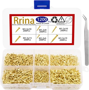 1200Pcs Small Tiny Nails Carbon Steel Brass Plated for Wooden DIY Micro Mini - Picture 1 of 12