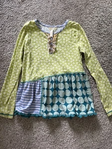 Girls Size 10 Matilda Jane Long Sleeve Green & Blue Top - Picture 1 of 2
