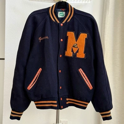 Jaqueta de lã vintage 1980 Maple Athletic Sportswear Maury Commodores Letterman - Imagem 1 de 4