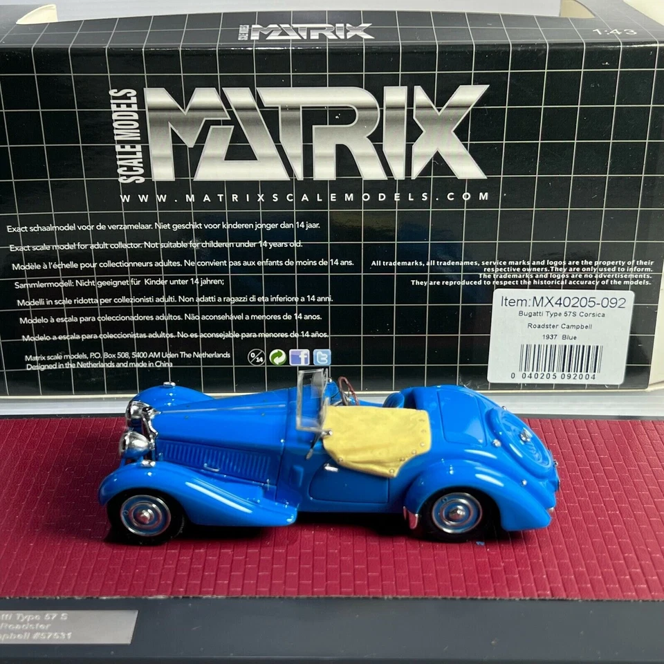 Bugatti T57 Roadster Vanden Plas Open 1938 Blue Matrix MX40205-102 1/43 - Image 1 of 1