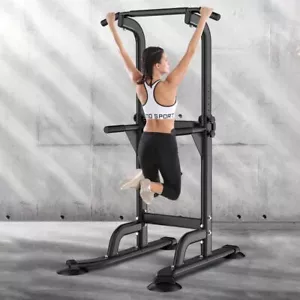 Adjustable Height Power Tower Dip Station Pull up Bar Home Exercise Gym Workout - Picture 1 of 6