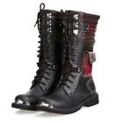 High Top Mens Boy Punk Goth Mid Calf Boots Riding Boots Lace Up Shoes