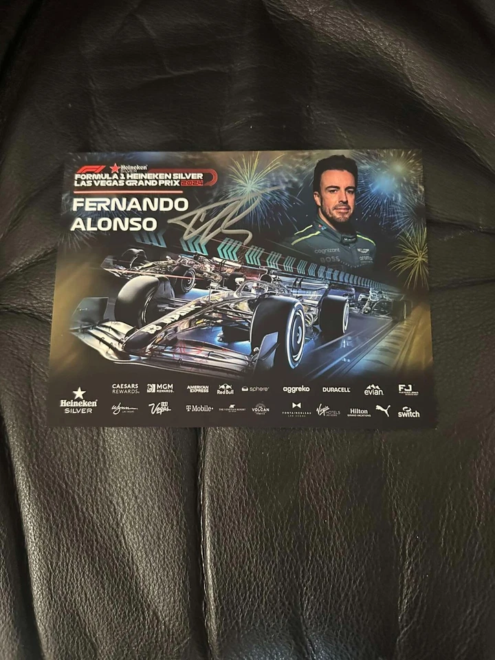 Tarjeta autógrafa firmada por Fernando Alonso ¡GP de Las Vegas 2024! RARO Foto 1 de 1