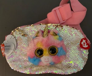 TY BEANIE BOOS MODA "FANTASÍA" -UNICORNIO PAQUETE FRONTAL BOLSO - NUEVO con Etiquetas y Lentejuelas - Imagen 1 de 6