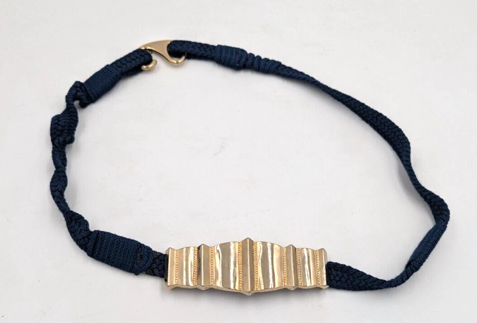 Cinturón de mujer vintage años 80 tono dorado metal azul marino cuerda talla XL/XXL cintura 40 pulgadas Foto 1 de 4