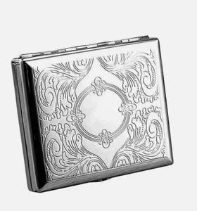 Victorian Style Cigarette Metal Case Double Sided King & 100s Etched design RFID - Picture 1 of 6