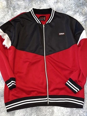 Chaqueta de Goteo Sacred Crown - Chaqueta de Calle Roja y Negra con Cremallera Completa - Talla 4XL Foto 1 de 2