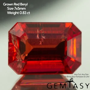 Cut stone - Red Beryl hydrothermal lab grown, facet Octagon 7x5mm 0.83ct - Picture 1 of 4