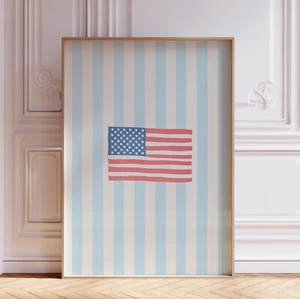 Stampa artistica da parete estiva spiaggia costiera bandiera americana - Foto 1 di 6