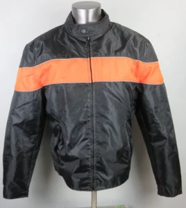 Mens Bikers Club Motorcycle Biker Rain Jacket Size L Black Orange Zip In Liner - Bild 1 von 11
