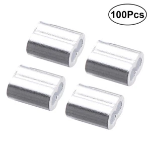  Clip de manga de bucle de prensado de alambre hebilla de aluminio junta de cuerda de acero de 100 piezas - Imagen 1 de 12