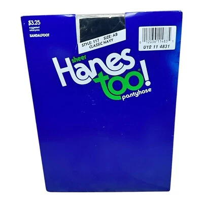 PantyManguera Sandalia Vintage Transparente HANES TOO Talla AB Clásica Azul Marino Estilo 117 Foto 1 de 2