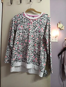 Women’s Cuddle Duds Blk, Gray, Pink  Animal,Hearts Long Sleeve Pullover Top XS - Picture 1 of 6