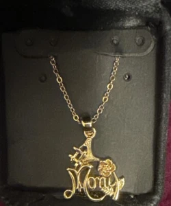 Vintage 14k GP Pendant Necklace " #1 MOM” 18"  Chain - Picture 1 of 2