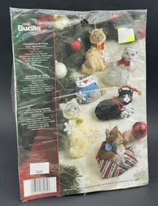 RARE 2007 Original Bucilla Christmas Felt 6 Ornaments Kit 86065 Kitties Cats NIP - Picture 1 of 4