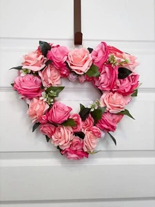 Mother’s Day Floral Rose Heart Shaped Wreath Home Door Decor Handmade Spring - Picture 1 of 9