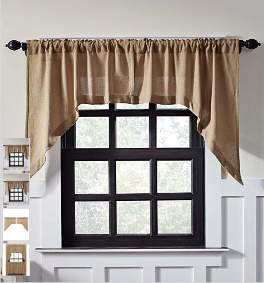 Burlap Natural Cotton Window Swags Set of 2 36x36x16 EA