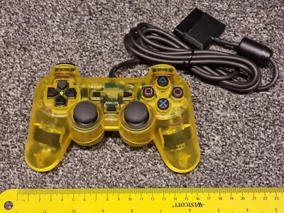WIRED CONTROLLER SONY PLAYSTATION 2 PS2 Clear Yellow Game Pad Analog BRAND NEW! - Image 1 of 2