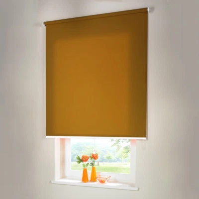 Sichtschutzrollo Mittelzugrollo Springrollo Rollo - Höhe 120 cm ocker - Bild 1 von 3