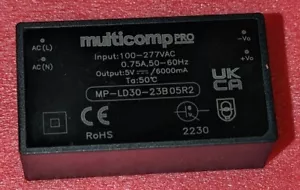 Mains Power Supply PSU 5V 6A AC To DC Converter 4 Pin Multicomp Pro PCB Mount - Picture 1 of 8