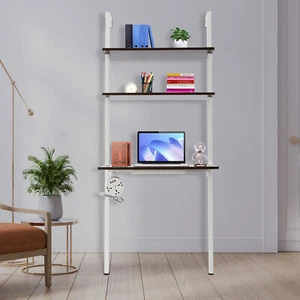 Wall Mounted Folding Laptop Desk Organizer Storage Space Saver Brown shelf USA - Picture 1 of 19