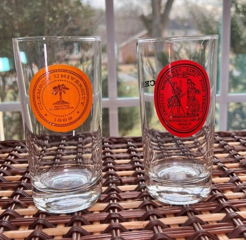 Vintage Clemson University Tigers, Carolina Gamecocks Drinking Glass 12 oz Set Cover