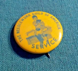 Vintage The NEEDLEWORK GUILD of AMERICA SERVICE Pin Boy w/ Pants Leg Rolled Up - Picture 1 of 3