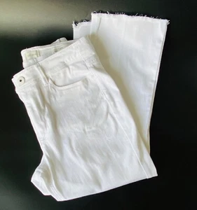 JJill Denim Kick Flare Ankle Waverly Jeans Size 10P White Raw Hem Stretch - Picture 1 of 11