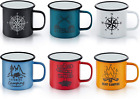 E-Far Enamel Camping Mug Set Of 6, 16 Ounce Metal Coffee Multicolor