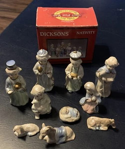 Dicksons 4" Mini 10 Piece Pearl  Porcelain Nativity Set. - Picture 1 of 4